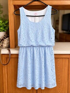 Pixley Light Blue Lace Sleeveless Dress